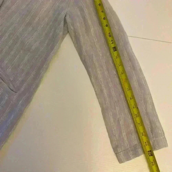 J. JILL Relaxed Pinstripe Linen Vertical Gray & White Jacket Cardigan Size M - Picture 13 of 16
